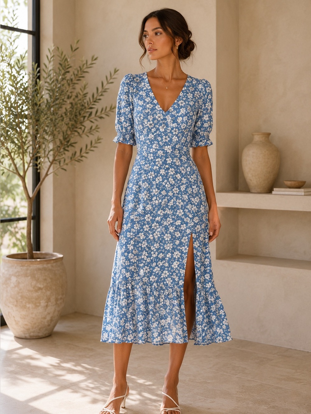 Reformation Nantes Midi Floral Dress Size 2 B2661